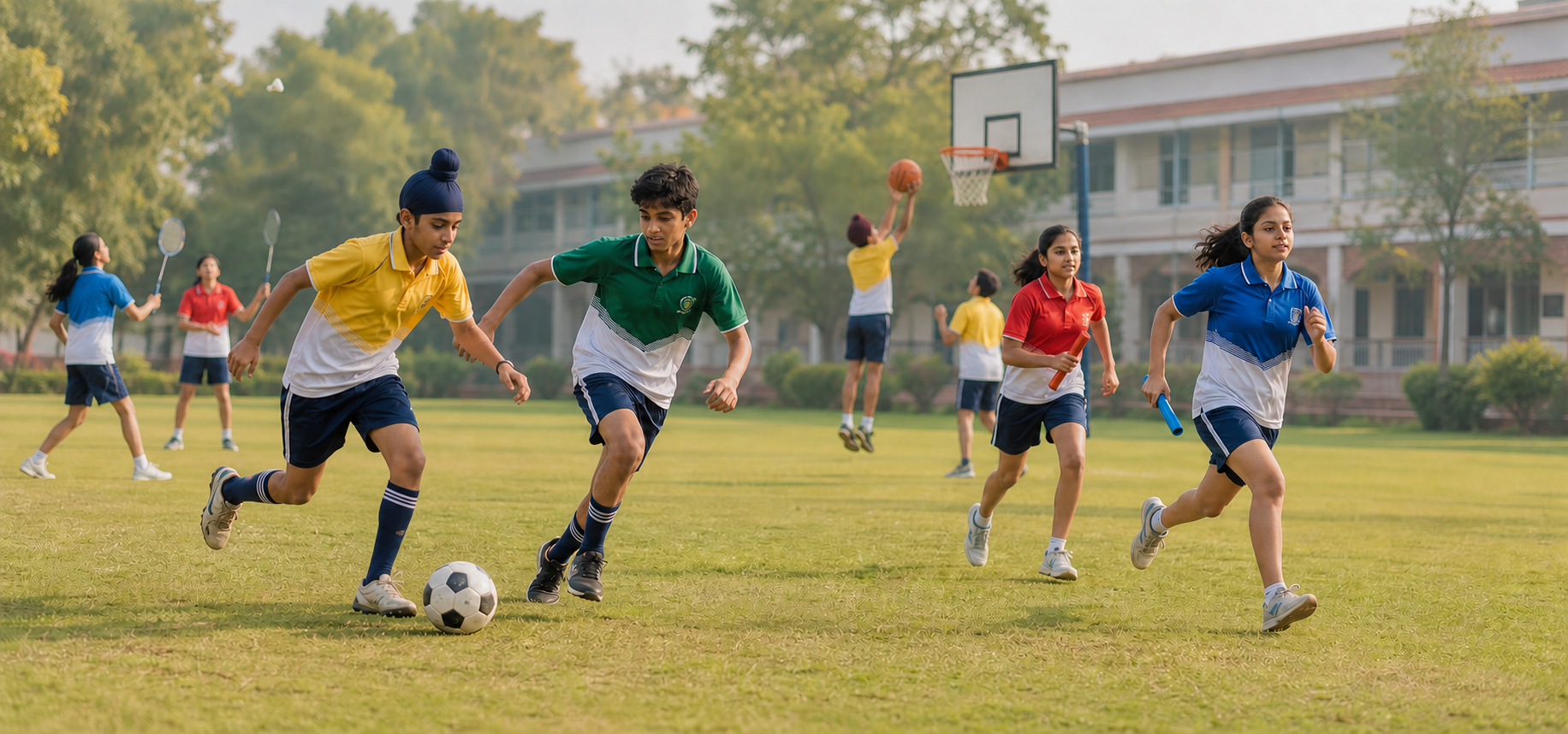 Students participating in sports at Sri Hemkunt School